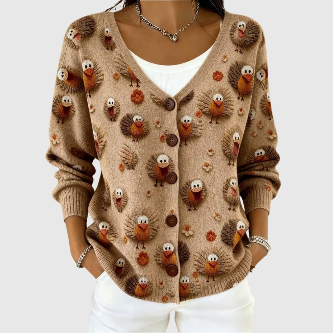 Sidonie | Cardigan Oiseaux Fantaisie