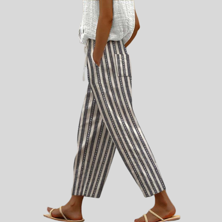 Béatrice | Pantalon Rayé Texturé Bohème