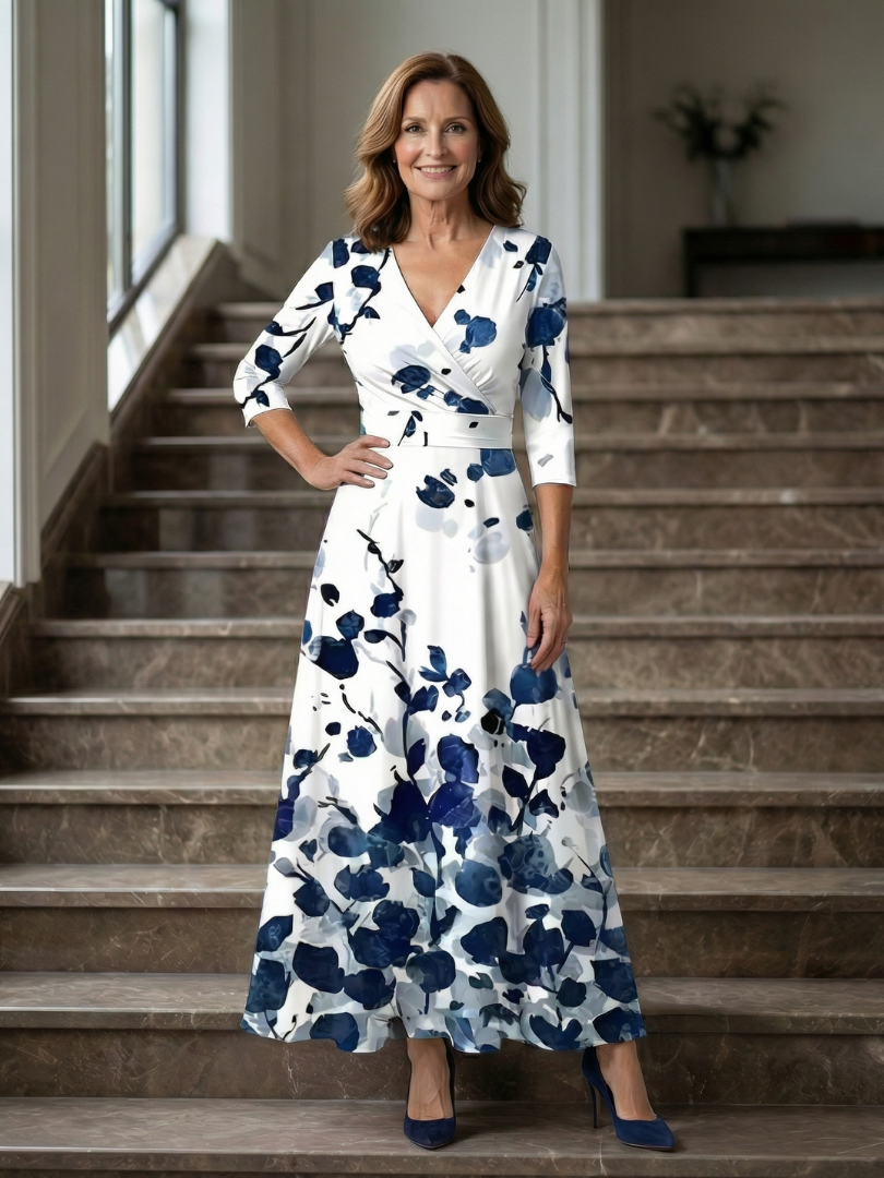 DELACROIX | Robe Midi Croisée à Col Celine