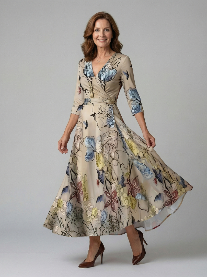 DELACROIX | Robe Midi Croisée à Col Celine