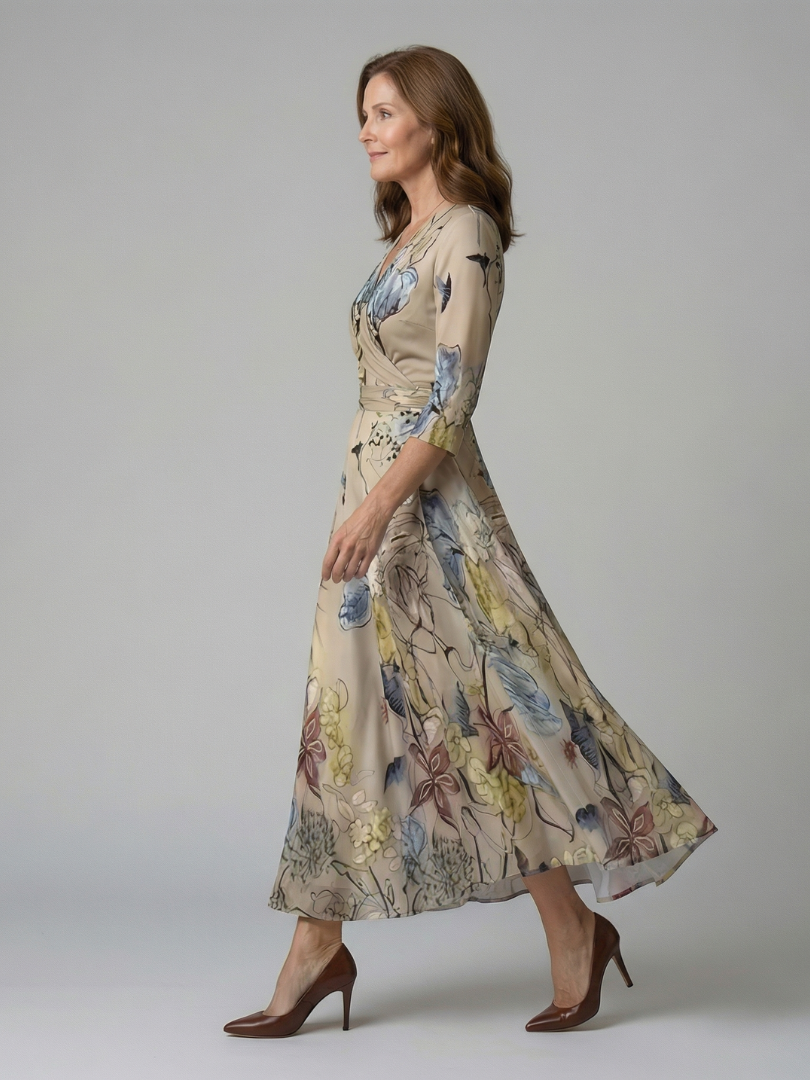 DELACROIX | Robe Midi Croisée à Col Celine