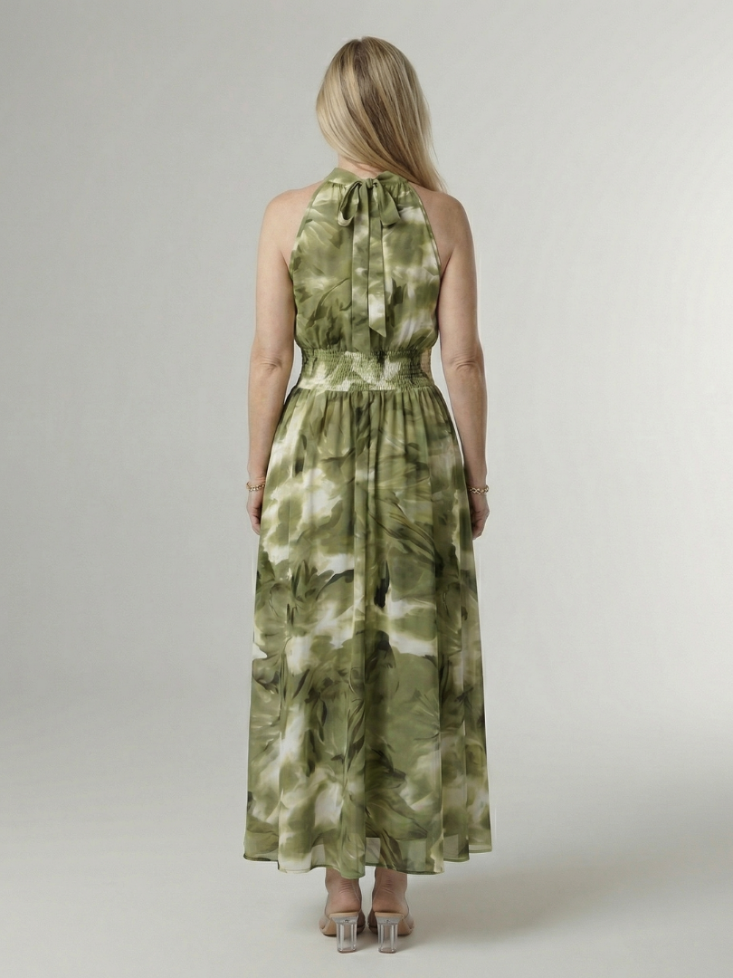 DELACROIX | Robe Midi à Encolure Halter Froncée Sylin