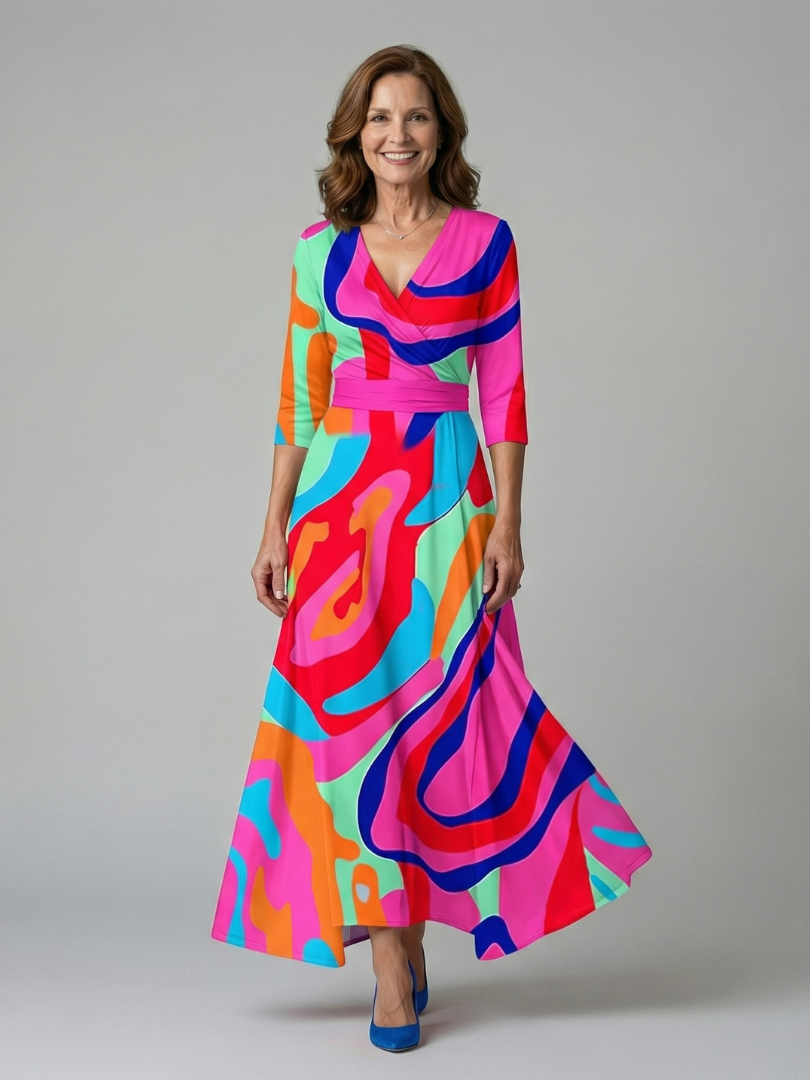 DELACROIX | Robe Midi Croisée à Col Celine