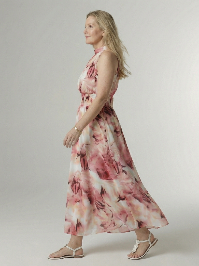 DELACROIX | Robe Midi à Encolure Halter Froncée Sylin