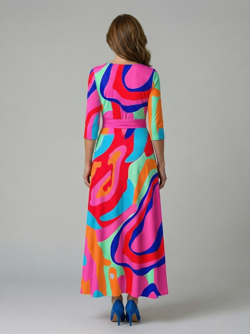 DELACROIX | Robe Midi Croisée à Col Celine