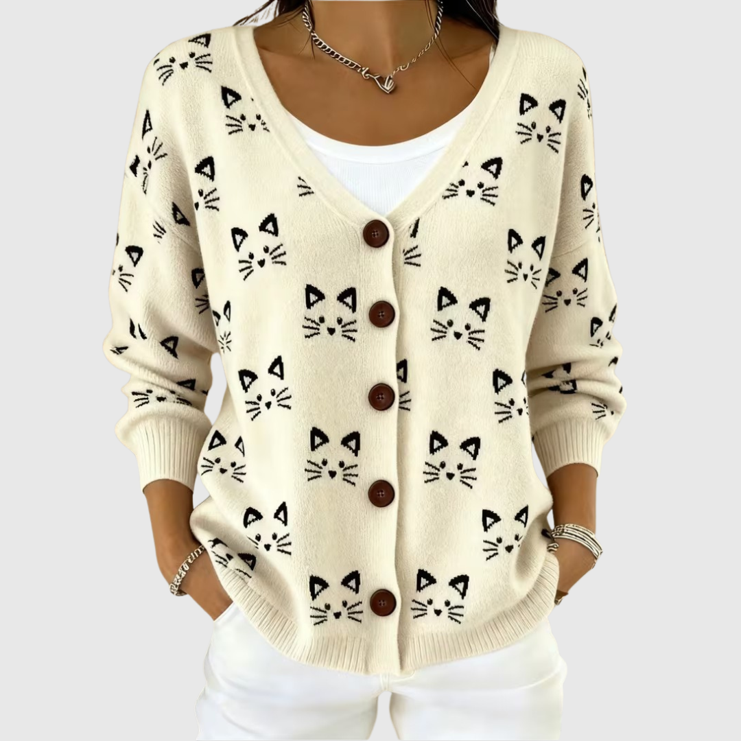 Églantine | Cardigan Chats Minimalistes
