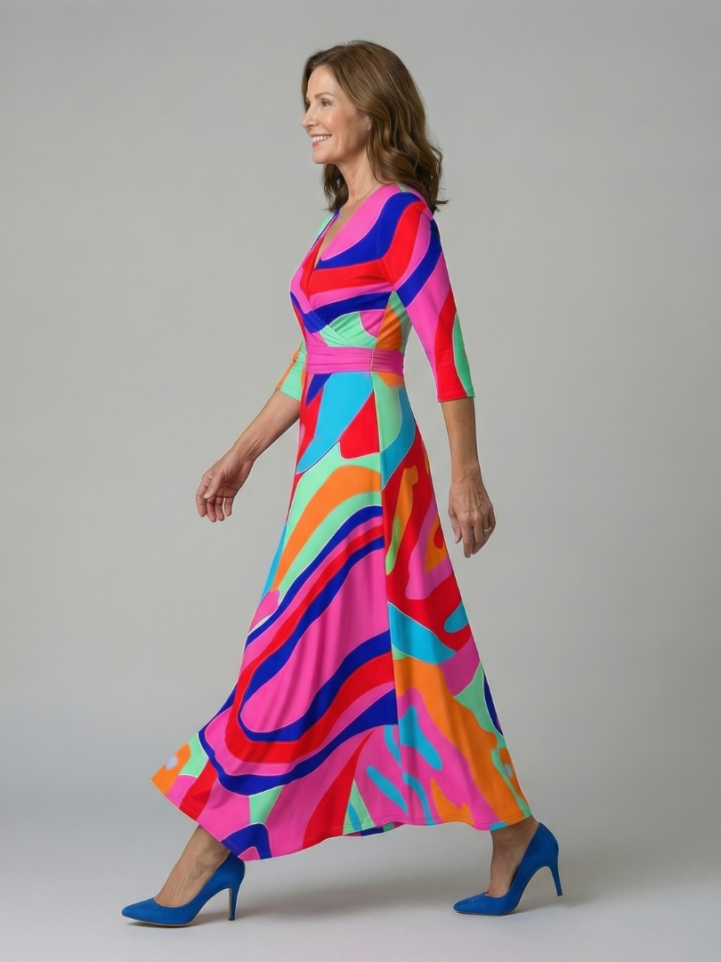 DELACROIX | Robe Midi Croisée à Col Celine