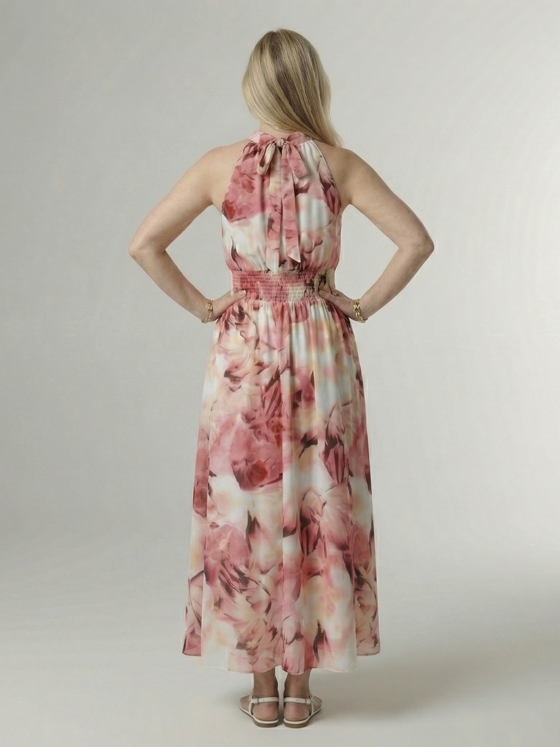 DELACROIX | Robe Midi à Encolure Halter Froncée Sylin