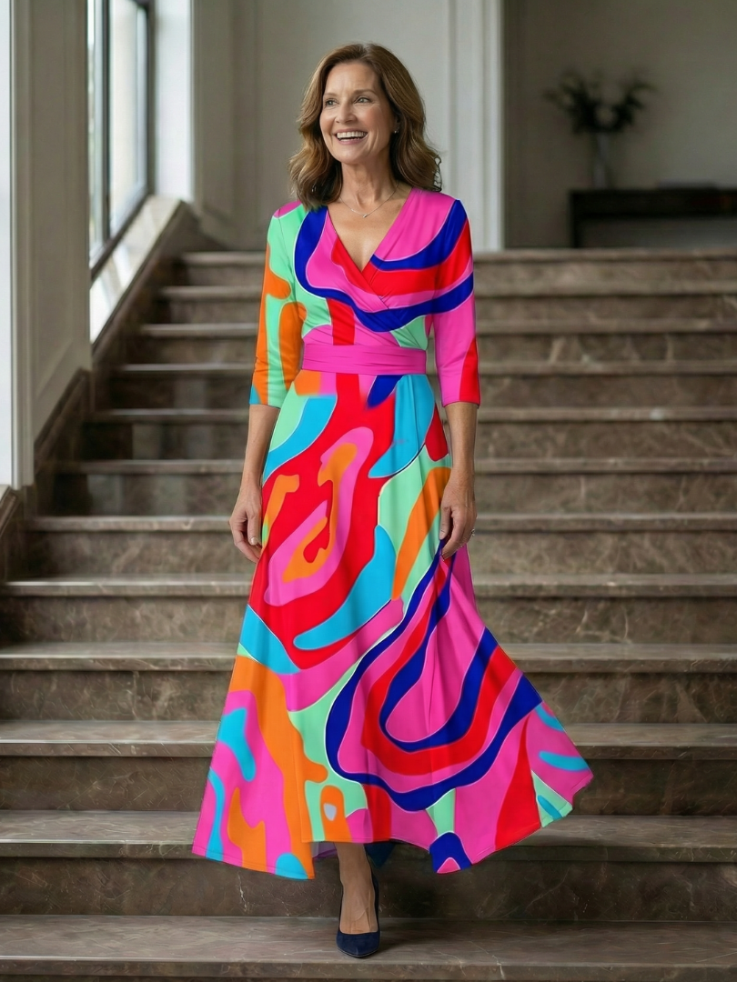 DELACROIX | Robe Midi Croisée à Col Celine