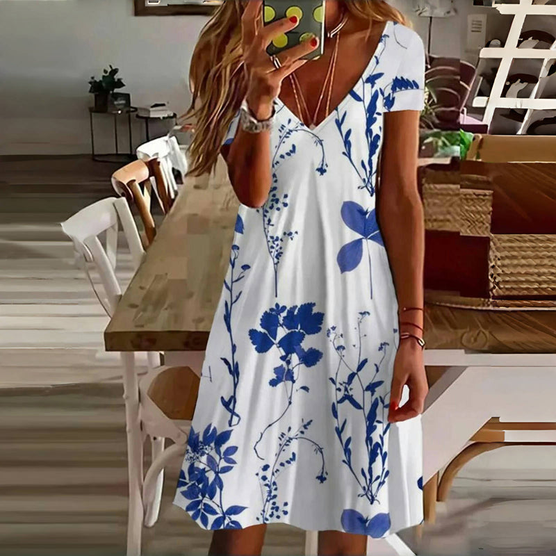 Robe Décontractée À Imprimé Feuilles