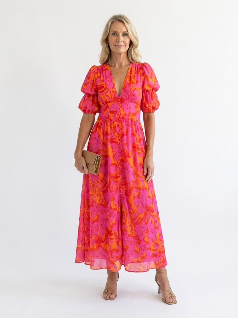 DELACROIX | Robe Midi à Manches Bouffantes Willow