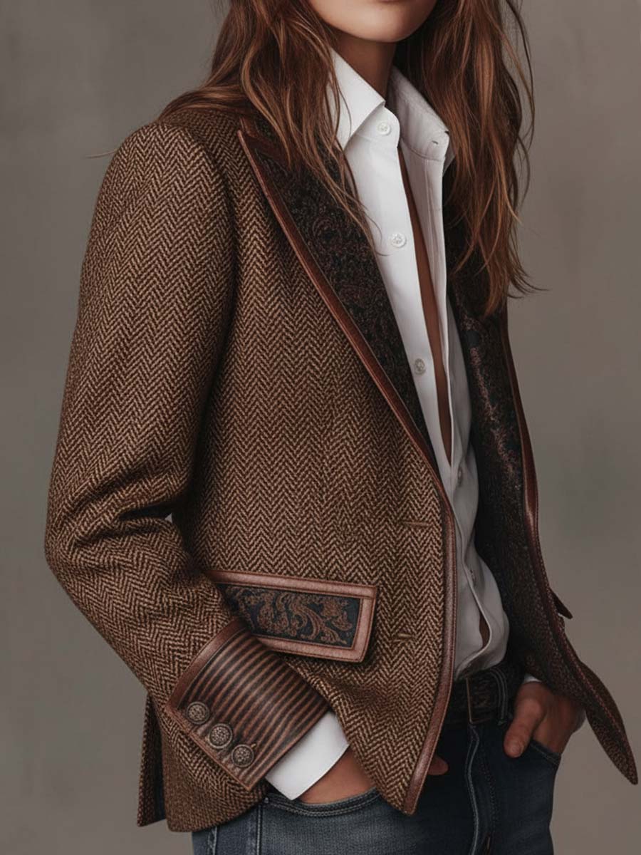 Theodora | Blazer à Empiècement Chevrons