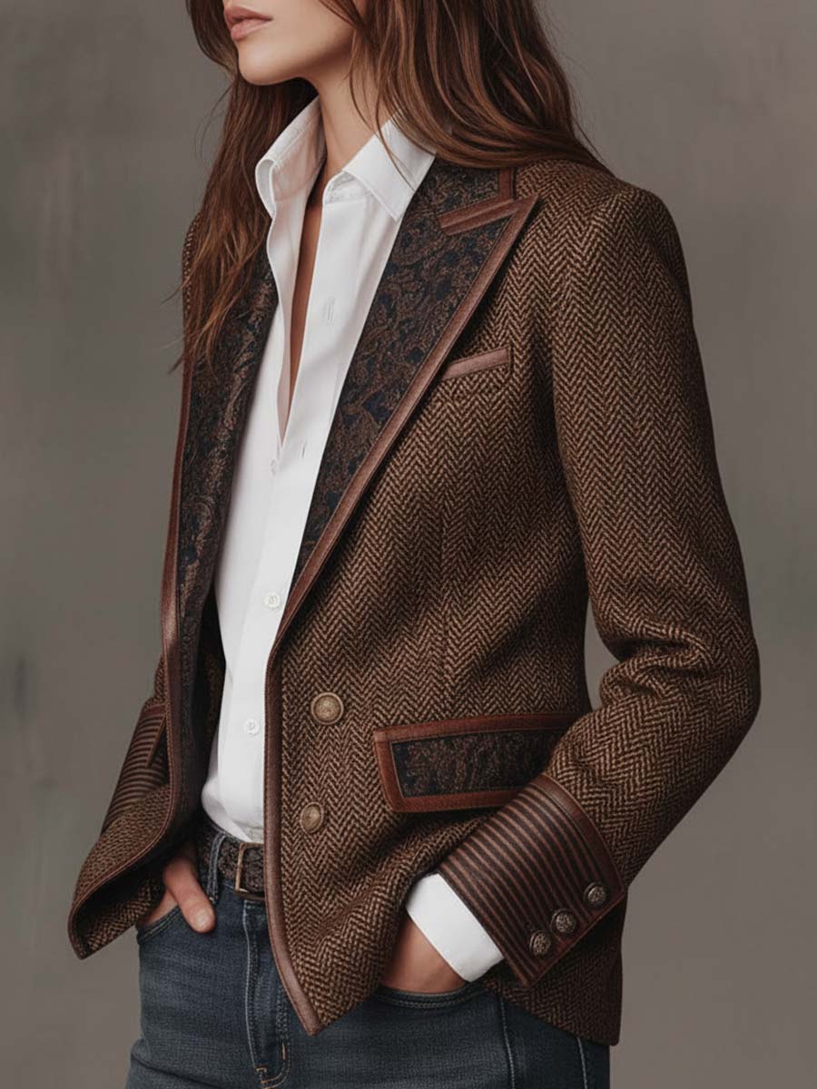 Theodora | Blazer à Empiècement Chevrons