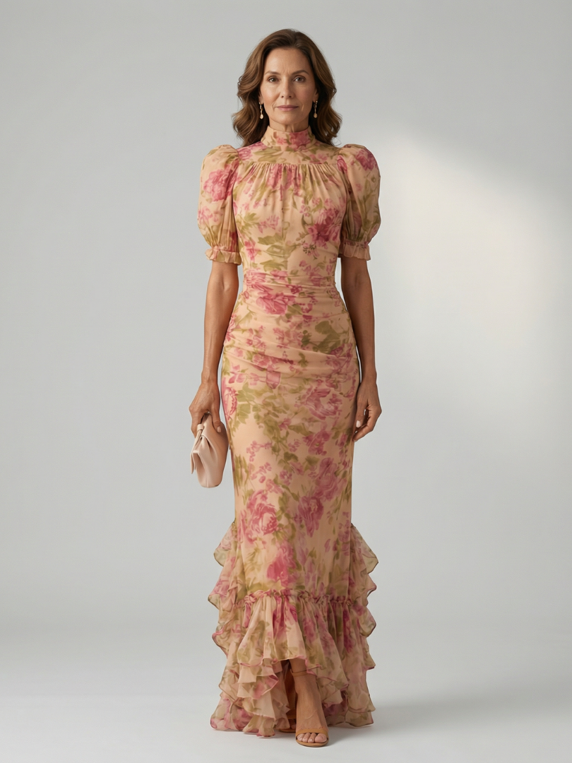 DELACROIX | Robe Maxi à Col Montant Doux Vianne