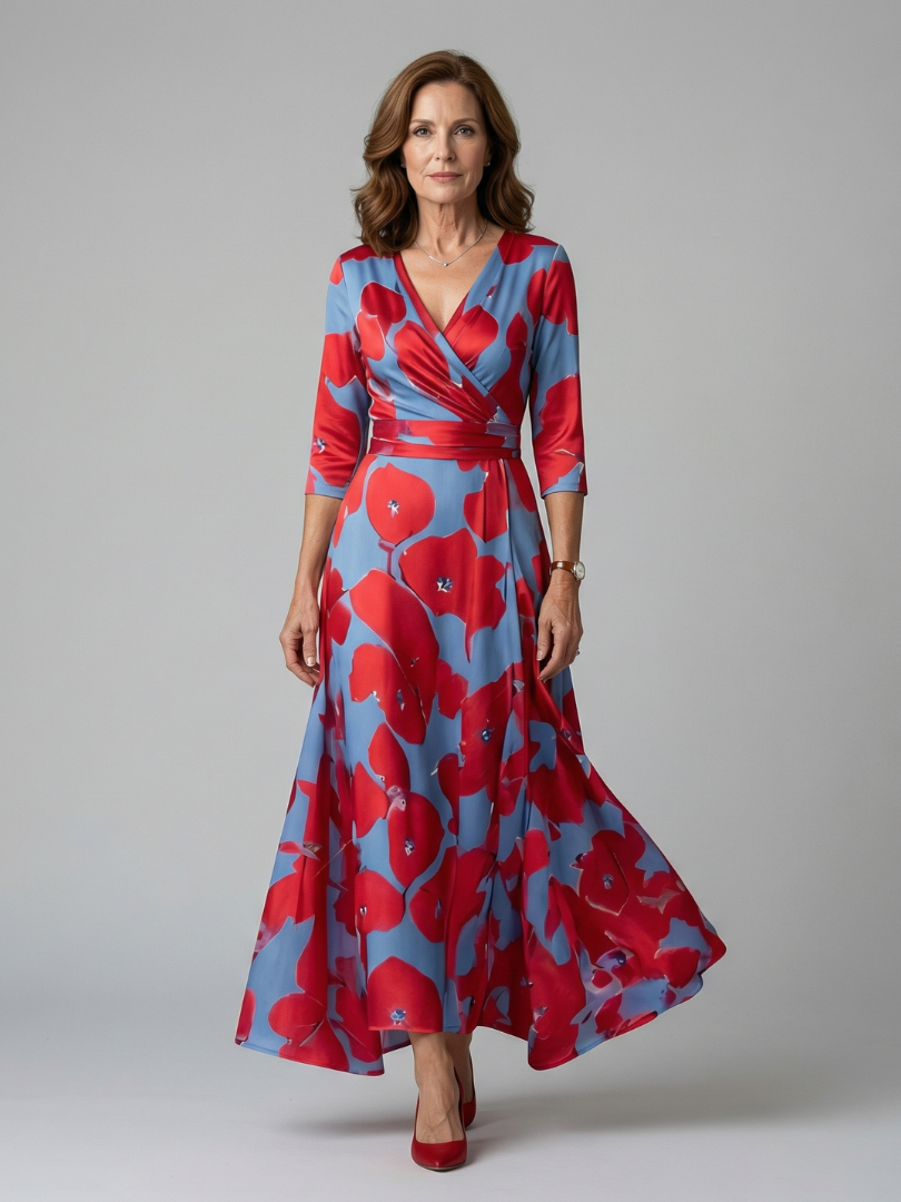 DELACROIX | Robe Midi Croisée à Col Celine