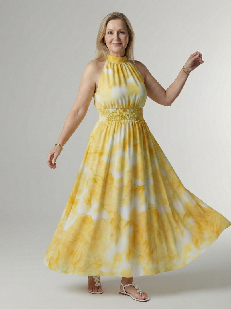 DELACROIX | Robe Midi à Encolure Halter Froncée Sylin