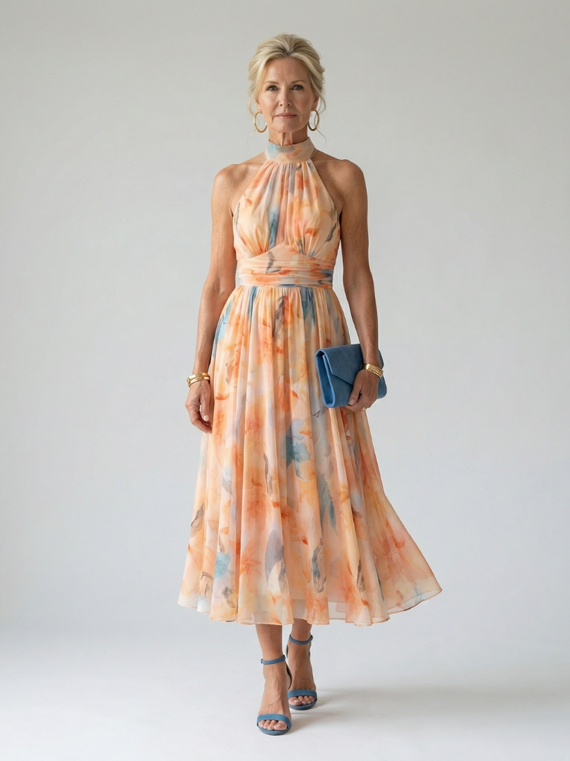 DEALCROIX | Robe Midi à Col Halter Doux Elin