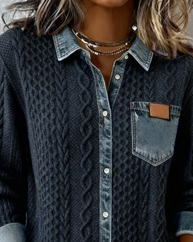 Chemise Manches Longues À Patchwork Jean
