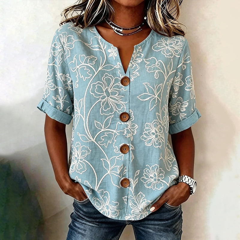 Blouse Vintage À Imprimé Floral