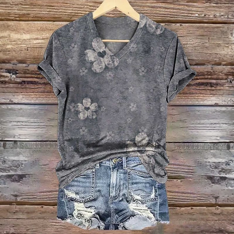 T-Shirt Vintage À Imprimé Floral