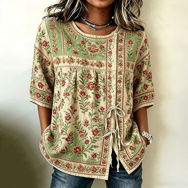 Blouse Vintage À Imprimé Floral
