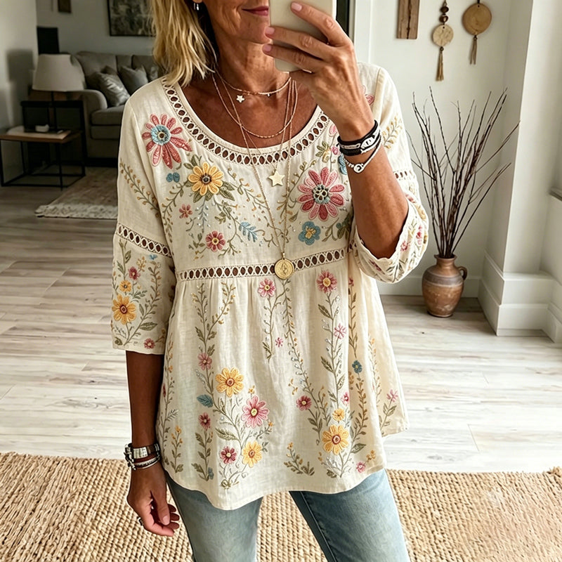 Blouse Vintage À Imprimé Floral