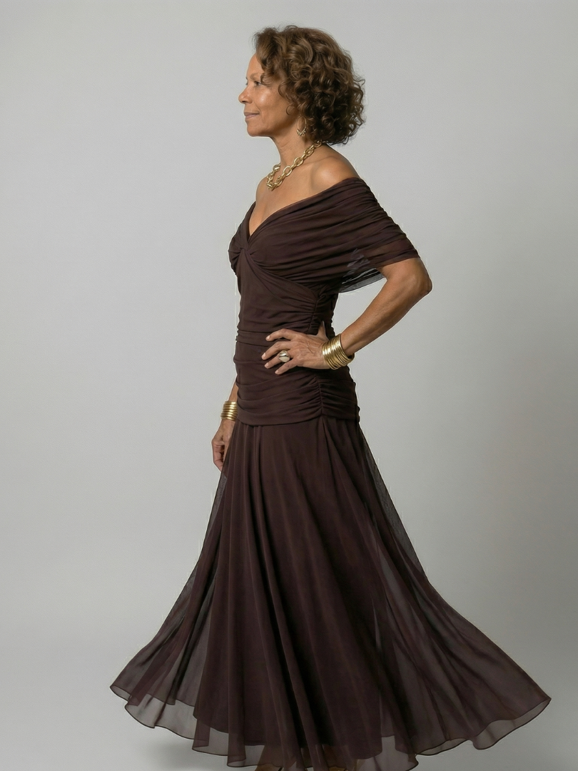 DELACROIX | Robe Midi Décontractée à Épaules Dénudées Calen