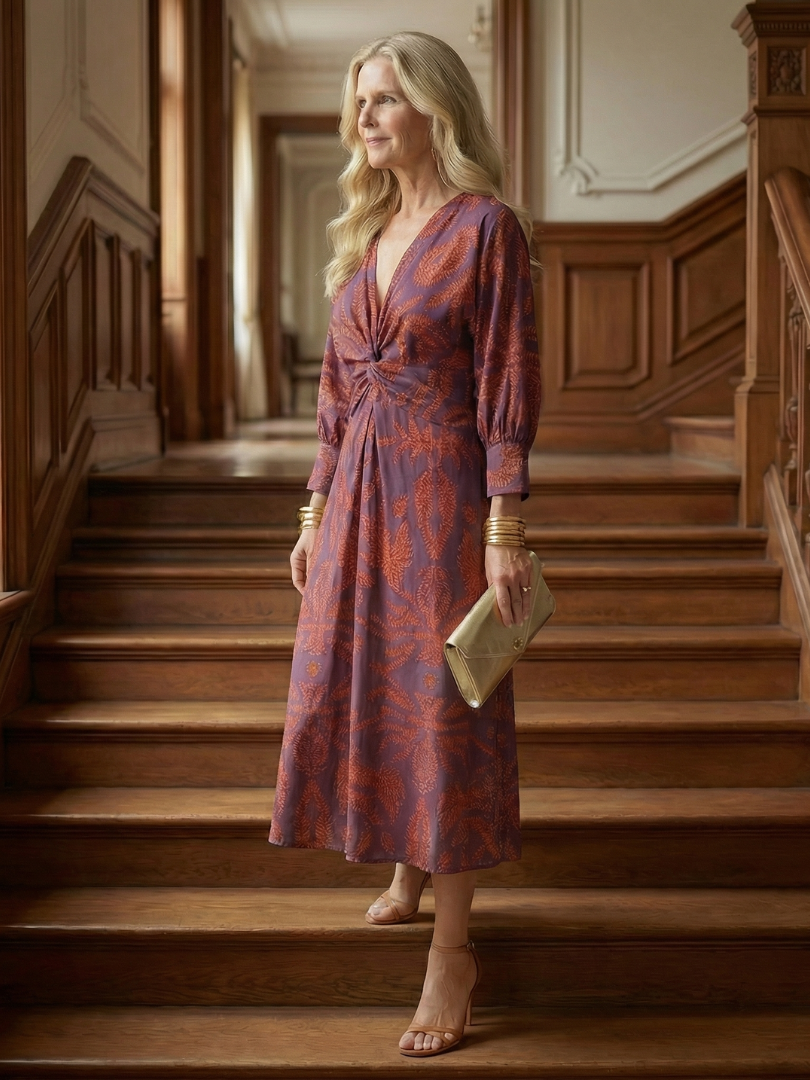 DELACROIX | Robe Midi Wrap Naturelle Lune