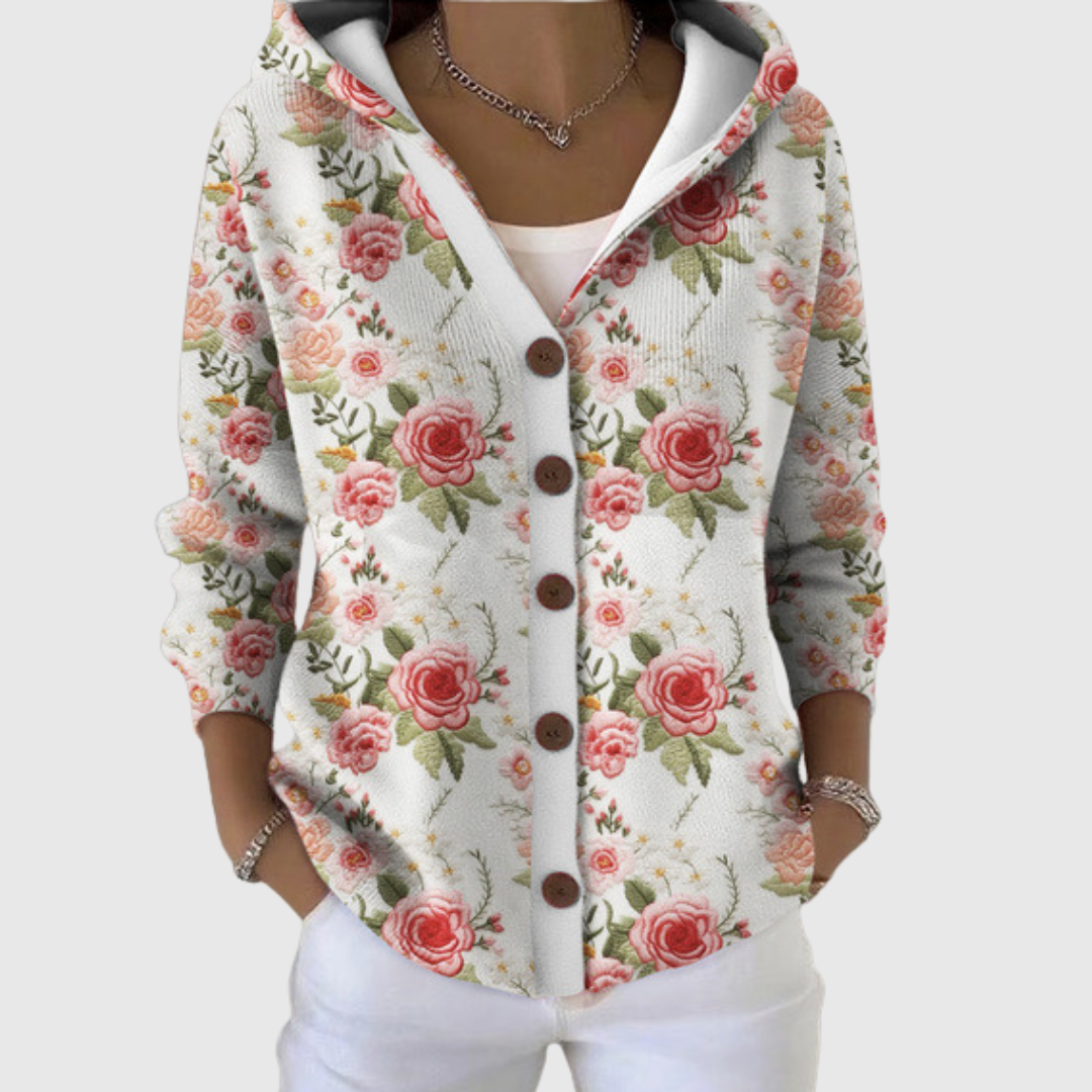 Eugénie | Cardigan Roses Élégantes