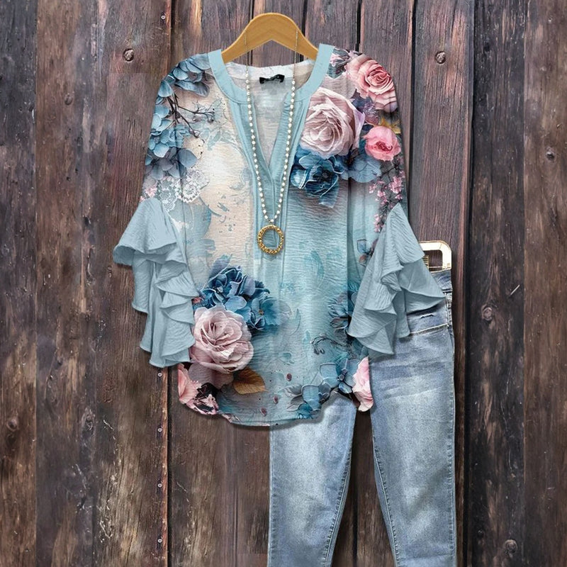 Blouse À Imprimé Floral Vintage