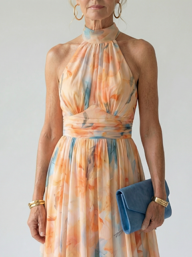 DEALCROIX | Robe Midi à Col Halter Doux Elin