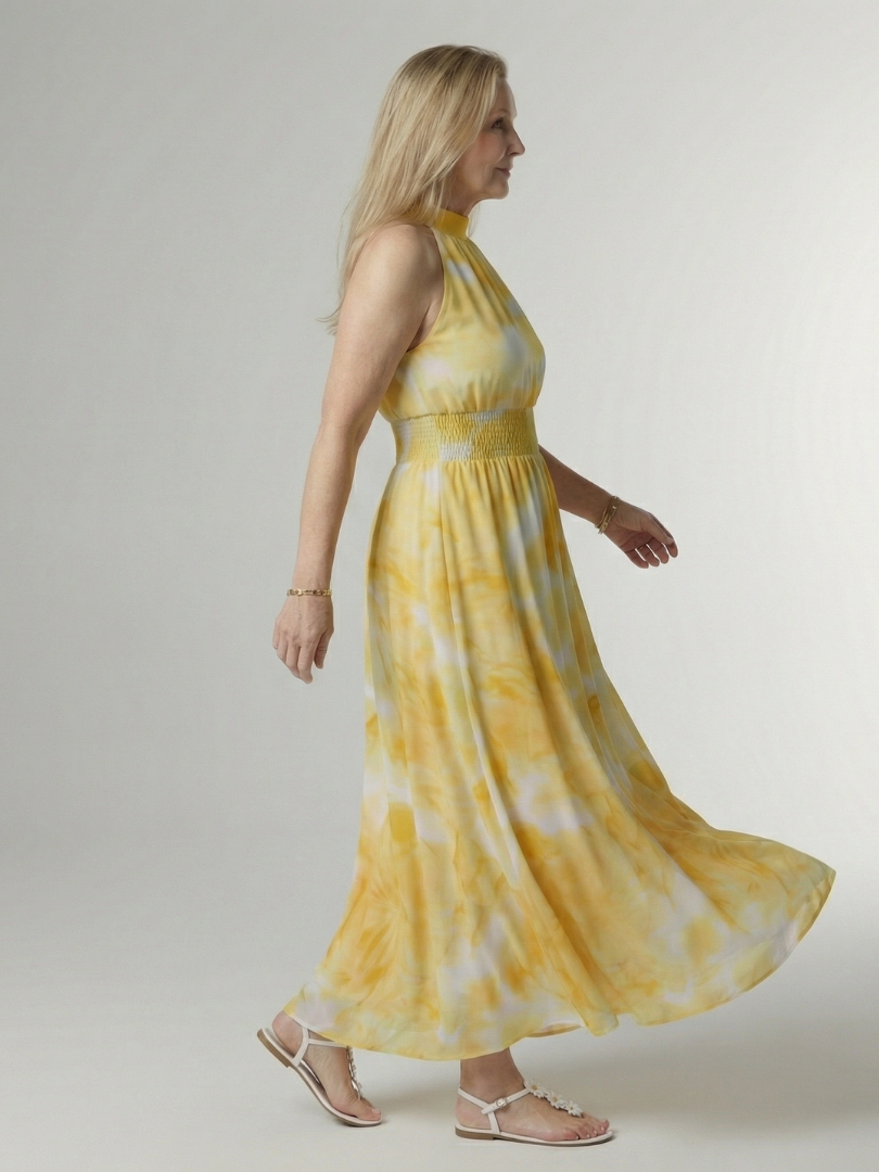 DELACROIX | Robe Midi à Encolure Halter Froncée Sylin