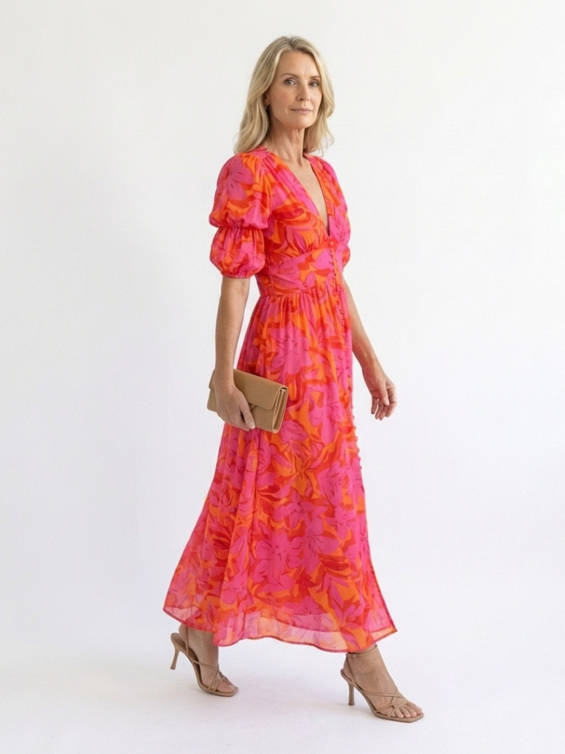 DELACROIX | Robe Midi à Manches Bouffantes Willow