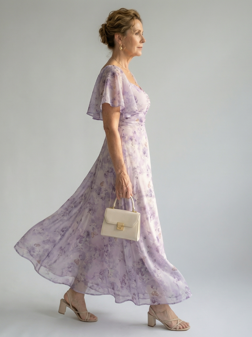 DELACROIX | Robe Midi à Manches Volantes Vaelis