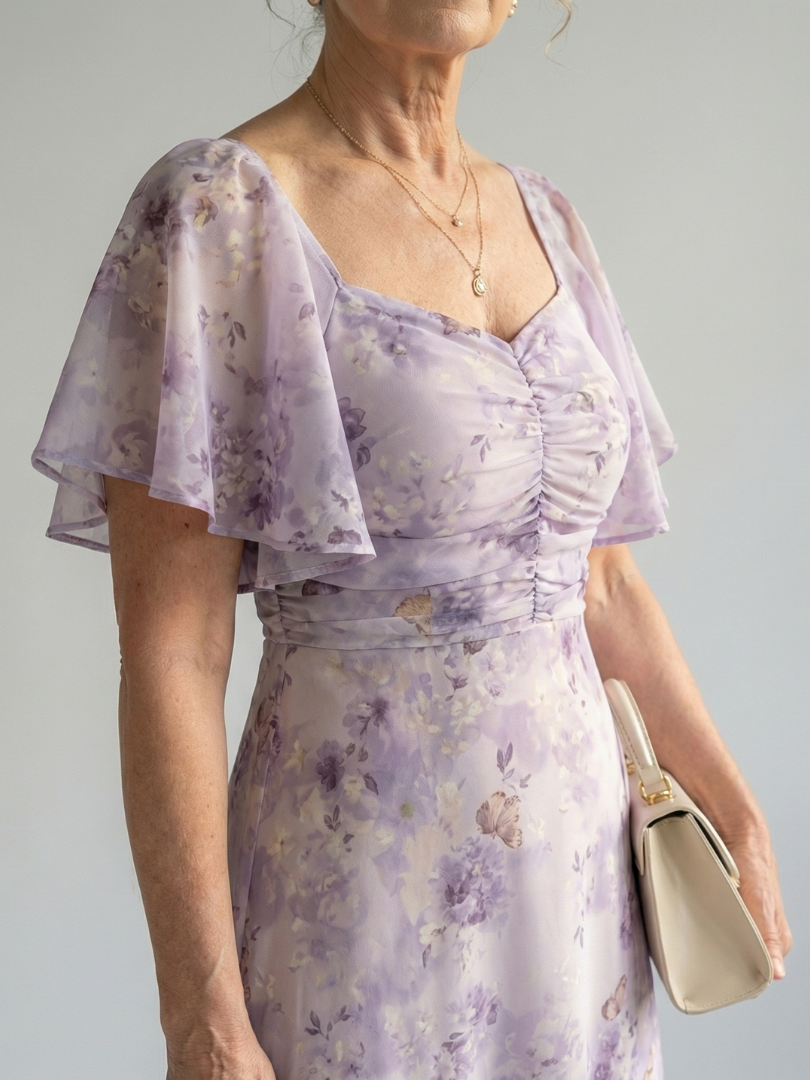 DELACROIX | Robe Midi à Manches Volantes Vaelis