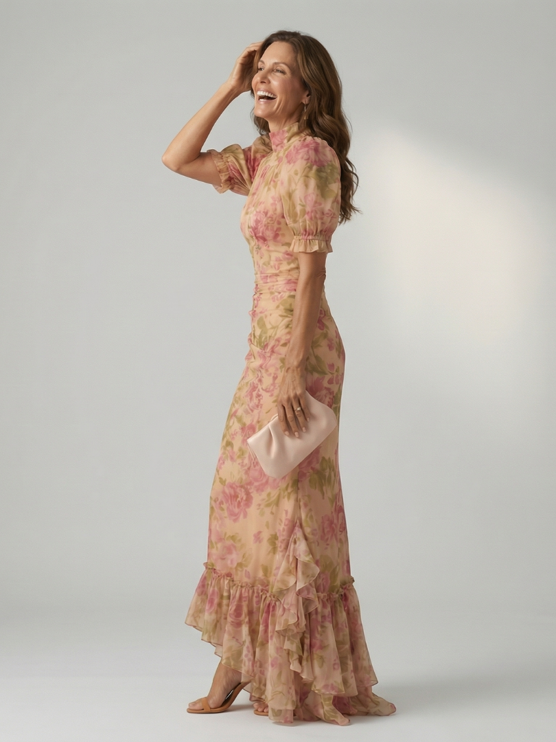 DELACROIX | Robe Maxi à Col Montant Doux Vianne