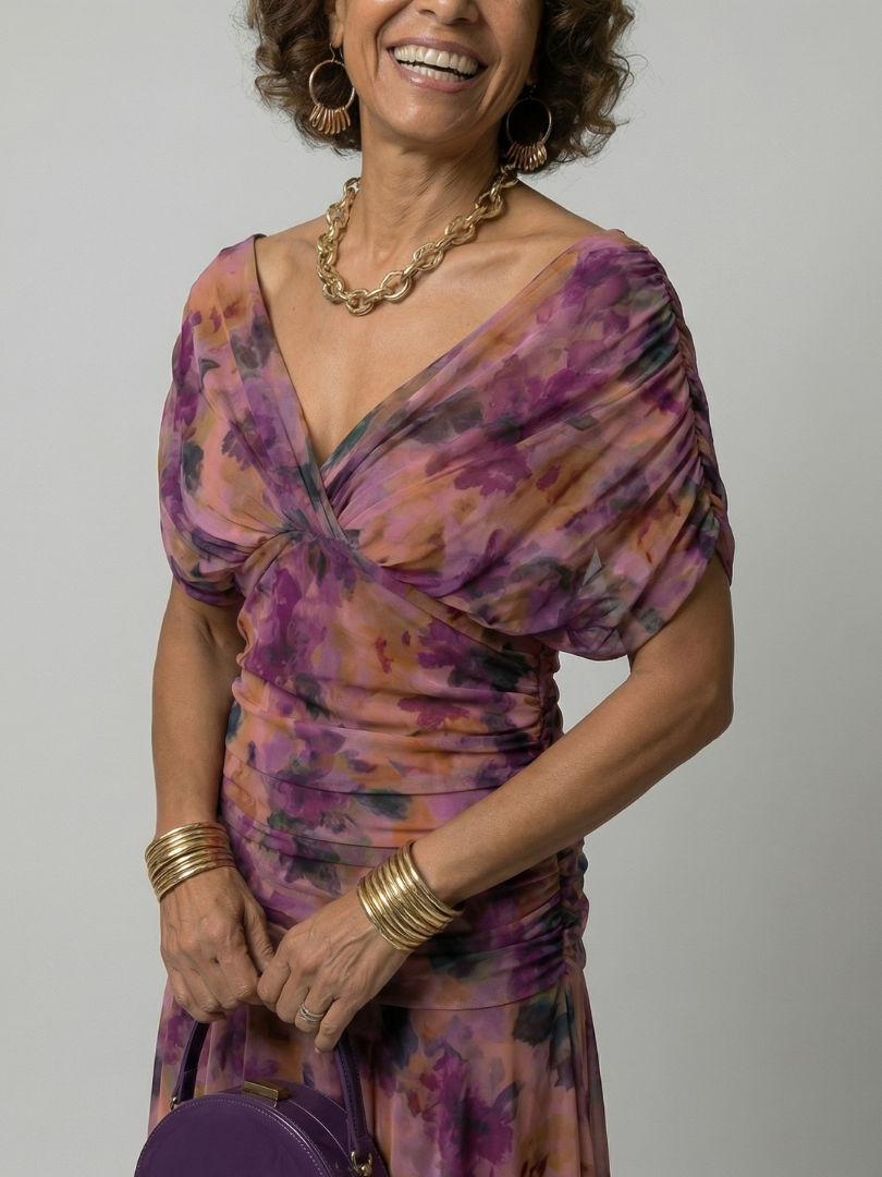 DELACROIX | Robe Midi Décontractée à Épaules Dénudées Calen
