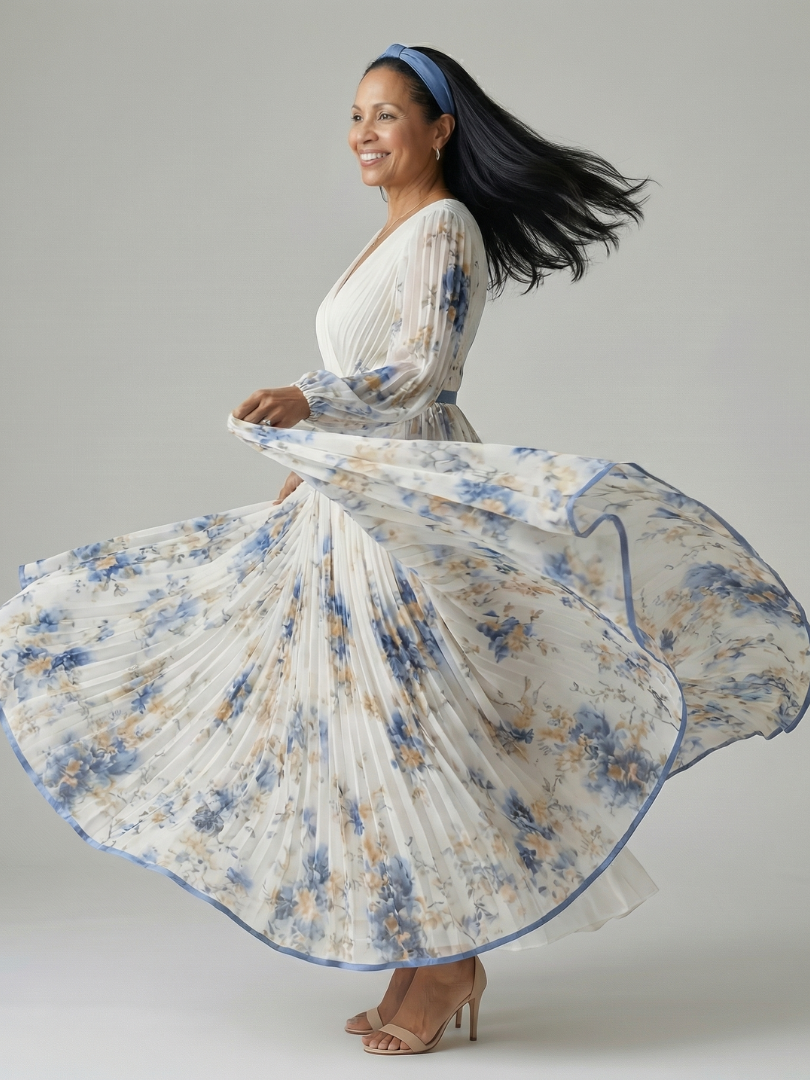 DELACROIX | Robe Midi Plissée à Enveloppe Rielle