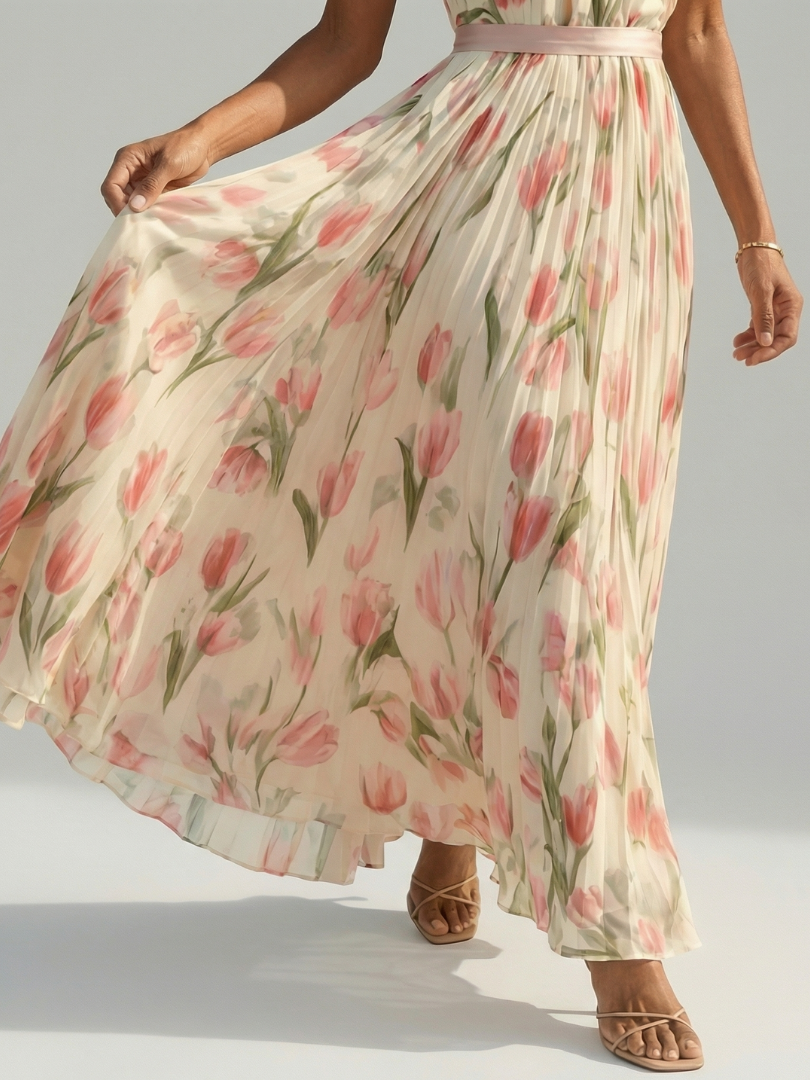 DELACROIX | Robe Midi à Col Halter à Fleurs Aurelle