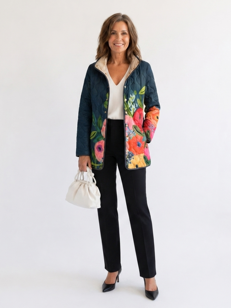 Maison Bellier | Veste Matelassée Fleurs Peintes Camille