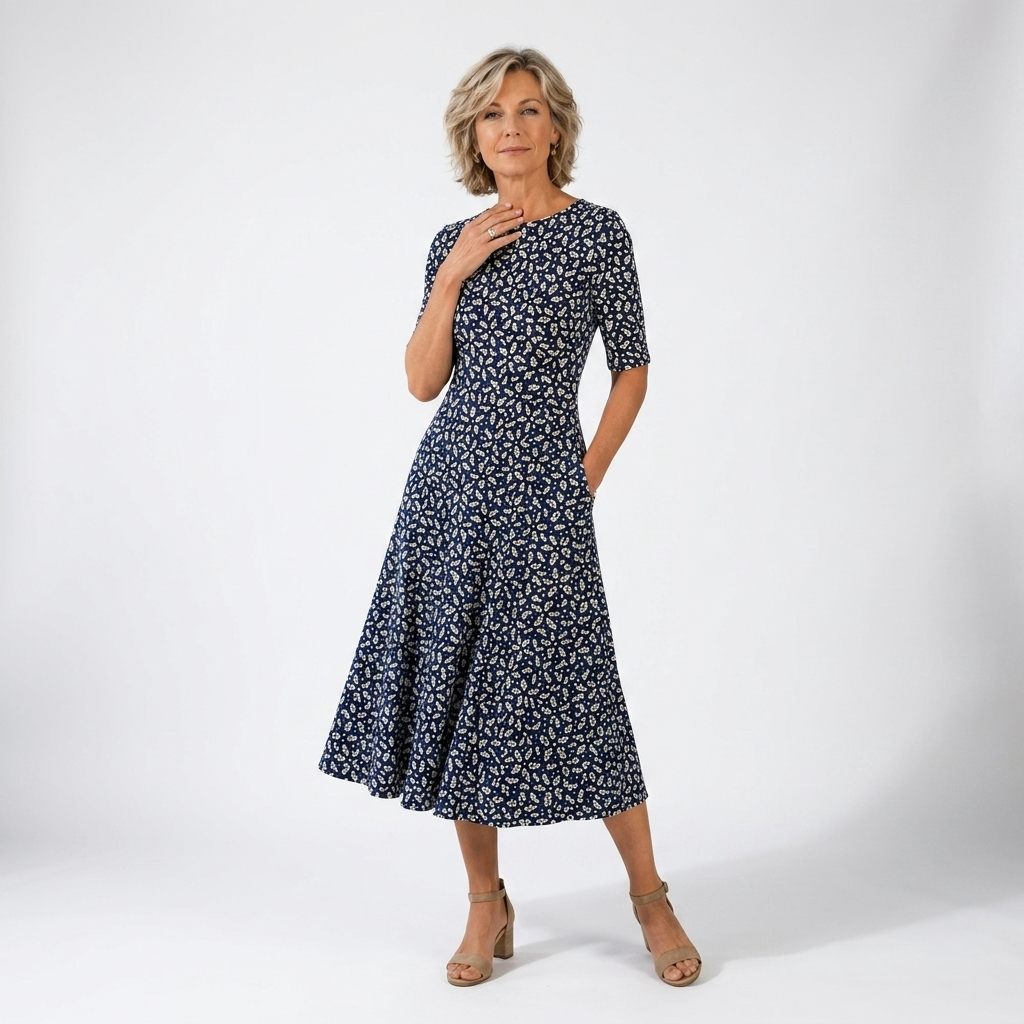 Ésmorine™ — Robe midi imprimée élégance naturelle