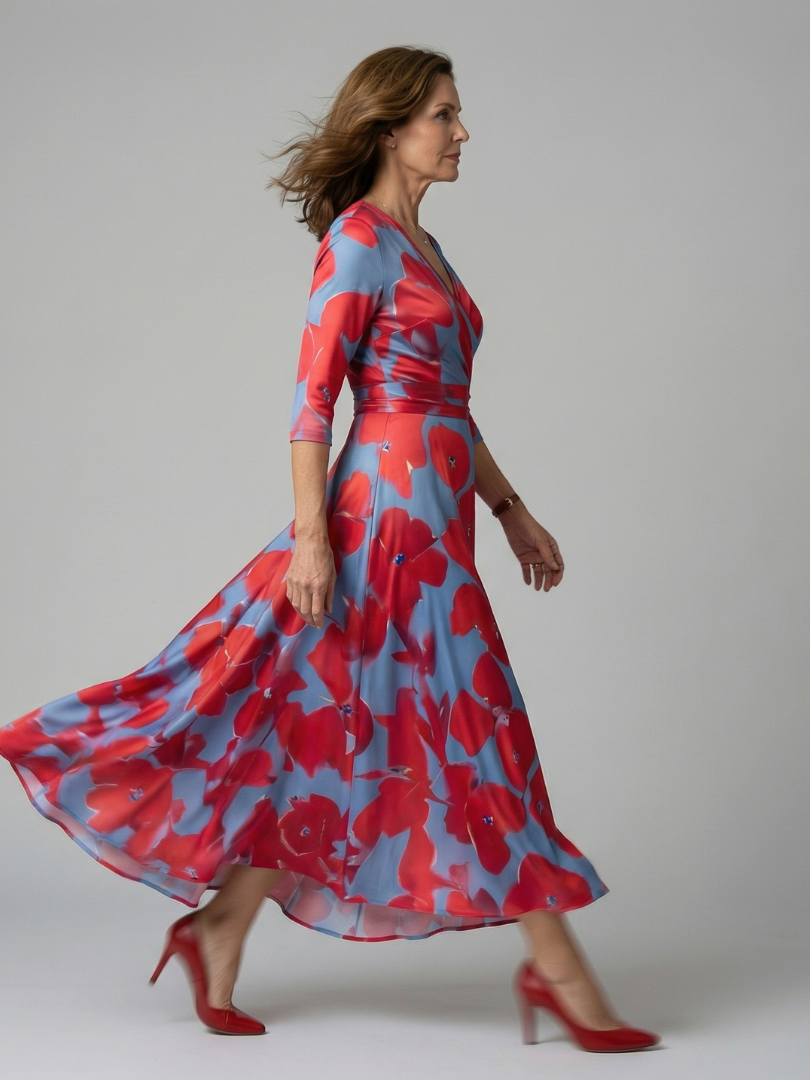 DELACROIX | Robe Midi Croisée à Col Celine