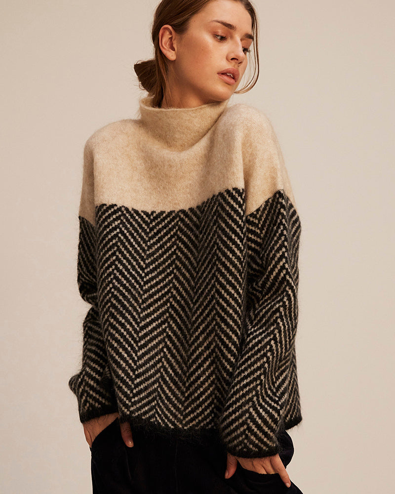 Brigitte | Pull Col Montant Graphique