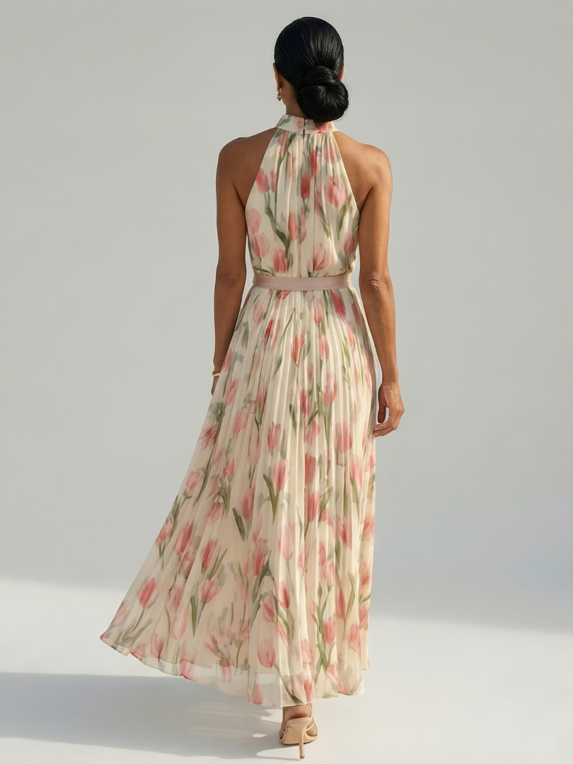 DELACROIX | Robe Midi à Col Halter à Fleurs Aurelle