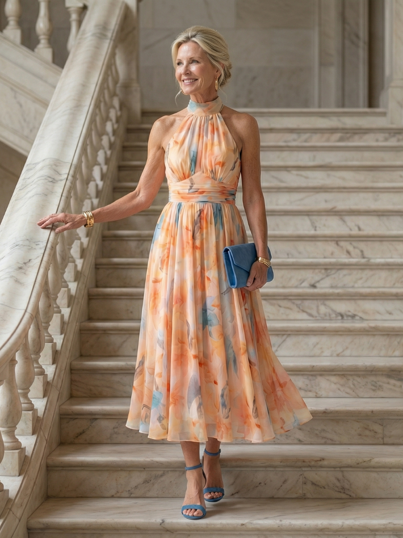 DEALCROIX | Robe Midi à Col Halter Doux Elin