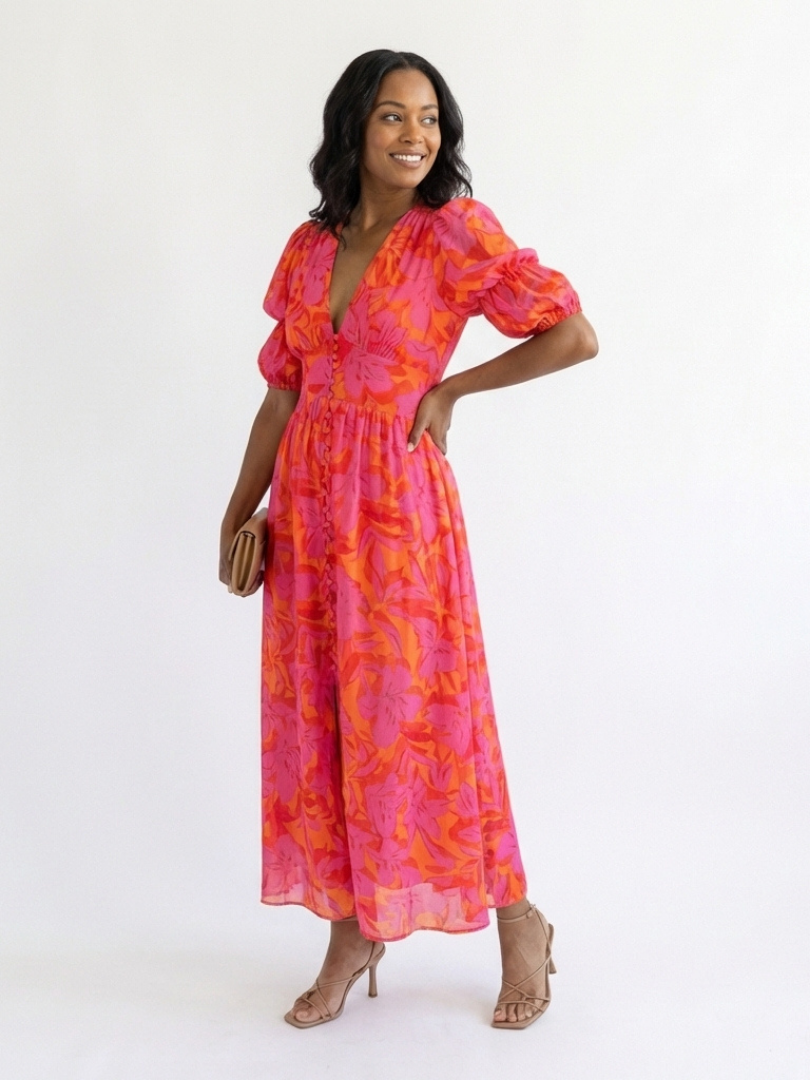 DELACROIX | Robe Midi à Manches Bouffantes Willow