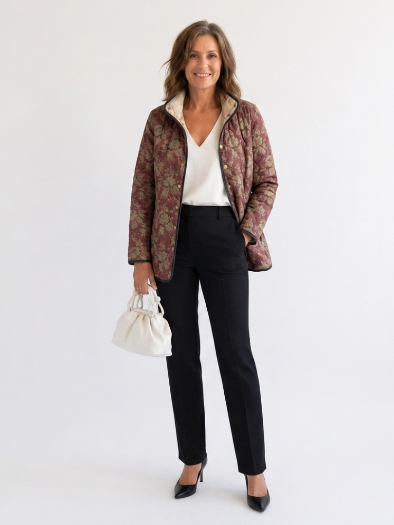 Maison Bellier | Veste Matelassée Damas Prune Sophie