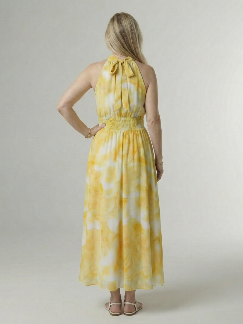 DELACROIX | Robe Midi à Encolure Halter Froncée Sylin