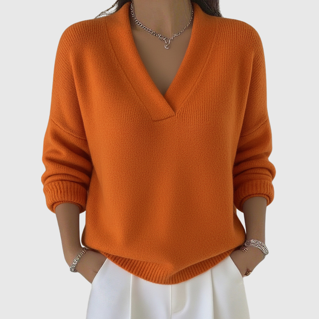 Laurence | Pull Col V Élégant