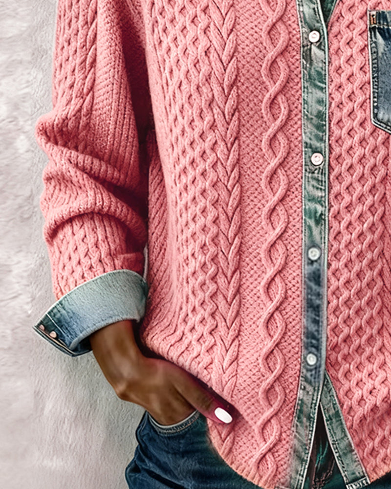 Chemise Manches Longues À Patchwork Jean